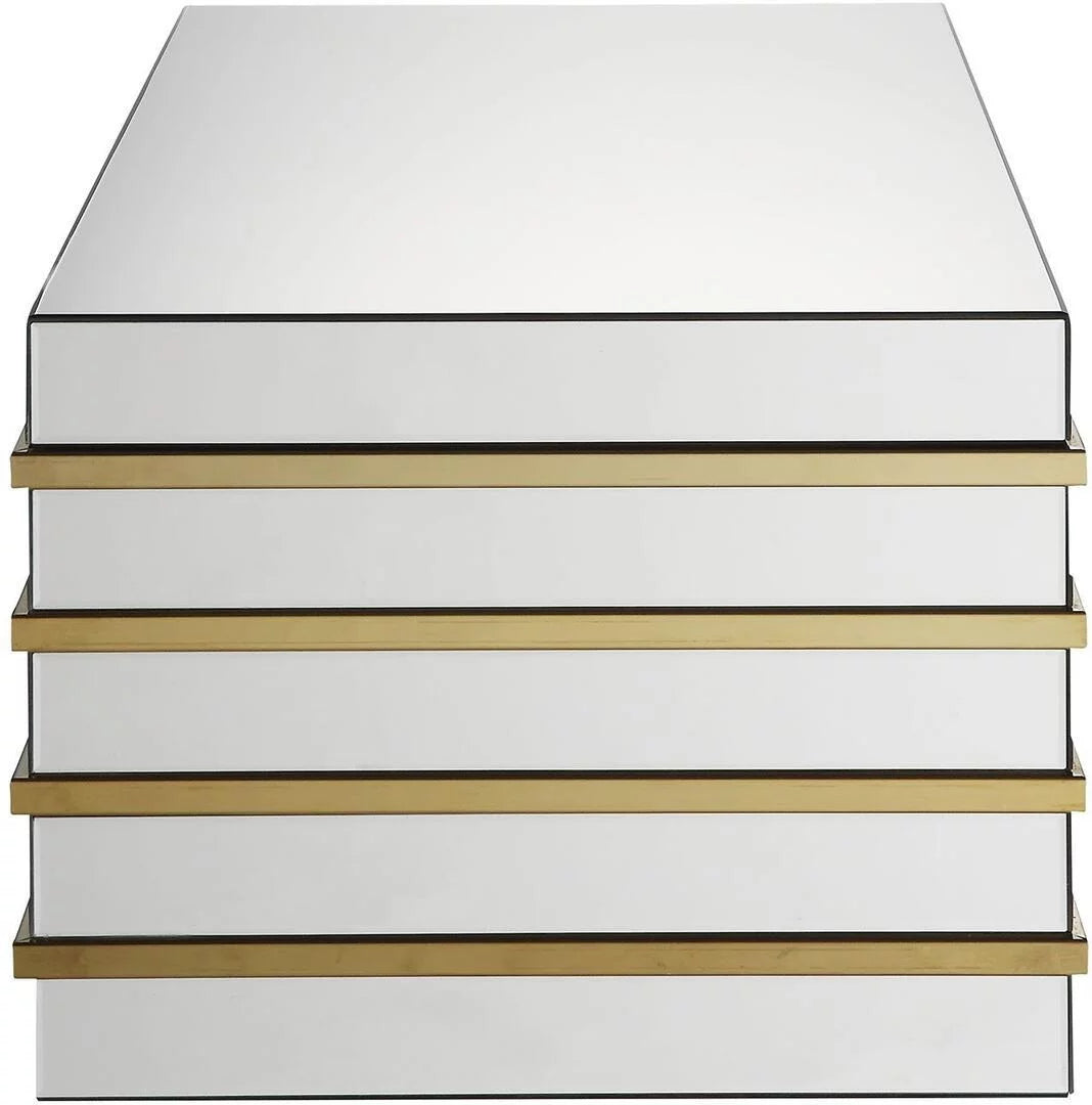 Mirrored Gold Coffee Table + 2 End Tables D91327