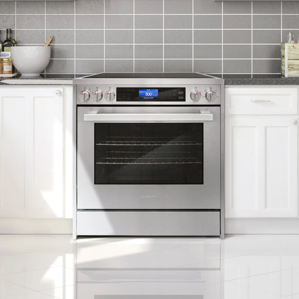 2 Piece Kitchen Appliance Bundle with 30" Electric Range and 30" Wall Mount Range Hood C4822