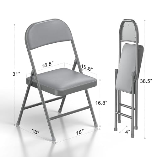 4 Pack Folding Chairs with Padded Cushion and Back F224402