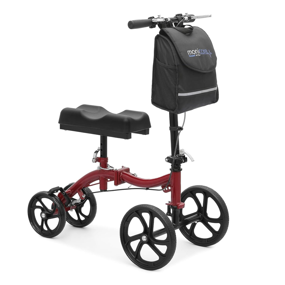 Compact All Terrain Knee Scooter with Dual Braking System, Red L3044