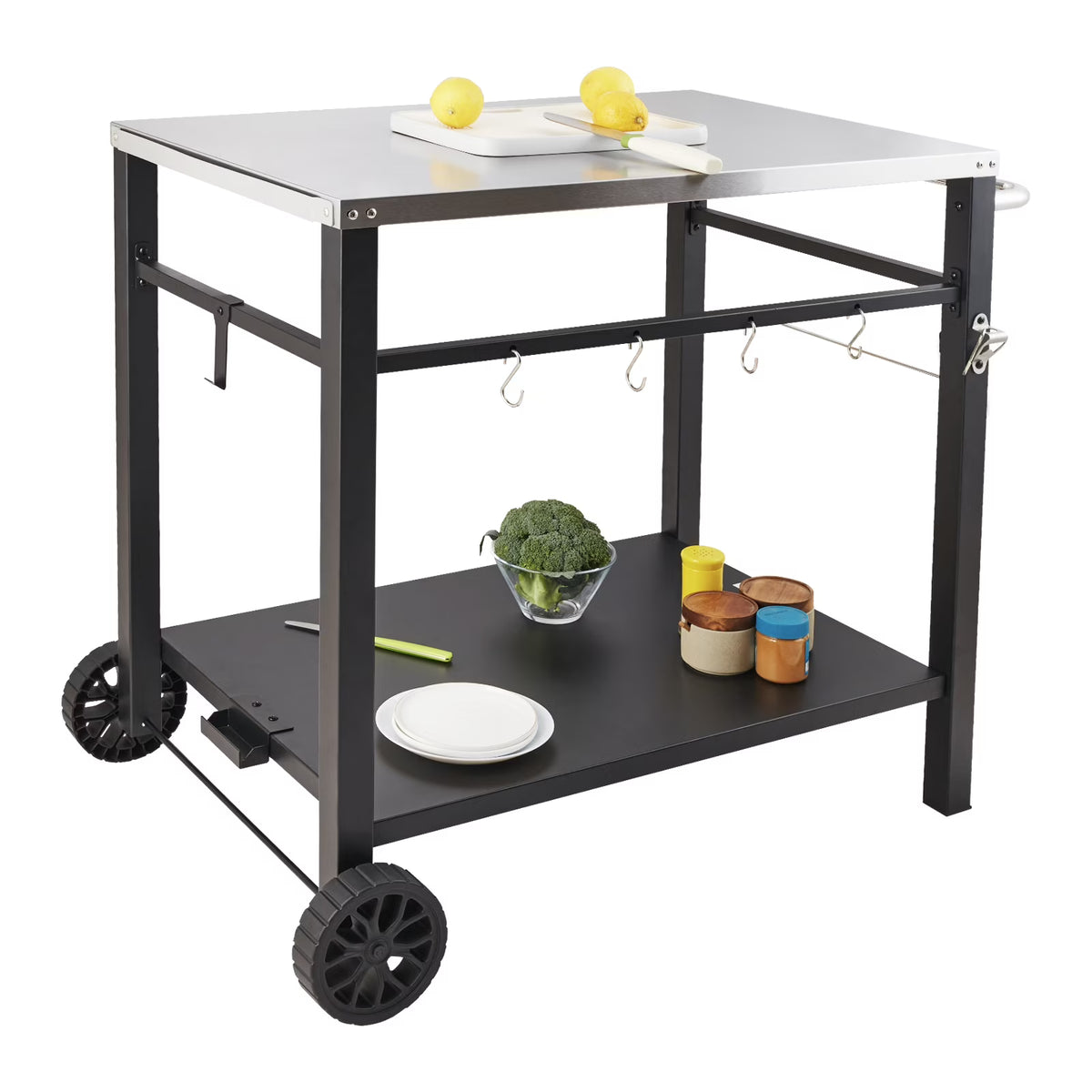 Outdoor Grill Dining Cart with Stainless Steel Table Top X8828