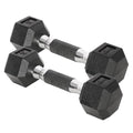 Chrome Rubber Grip Encased Hex Dumbbells 10-30 LBS Pair W6712