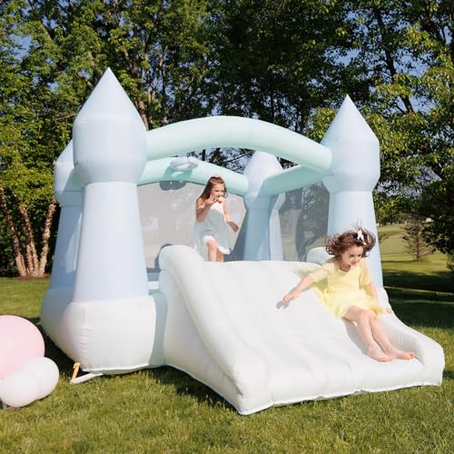 Pastel Bouncy Castle with Slide, 12 ft L x 9 ft W x 7 ft H, UL Blower Included U10361