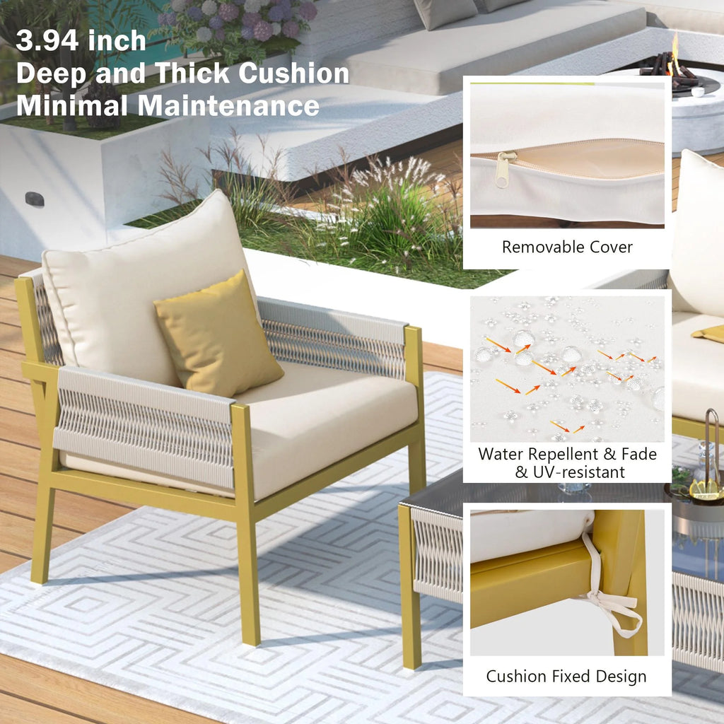 4-Piece Patio Furniture Set with Tempered Glass Table G80031