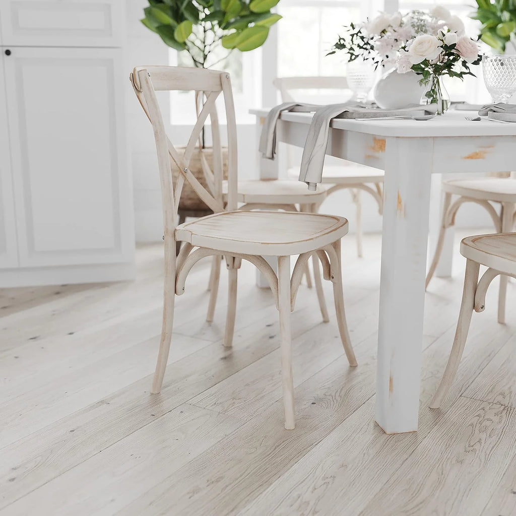 60" X 38" Rectangular Antique Rustic White Solid Pine Dining Table C100