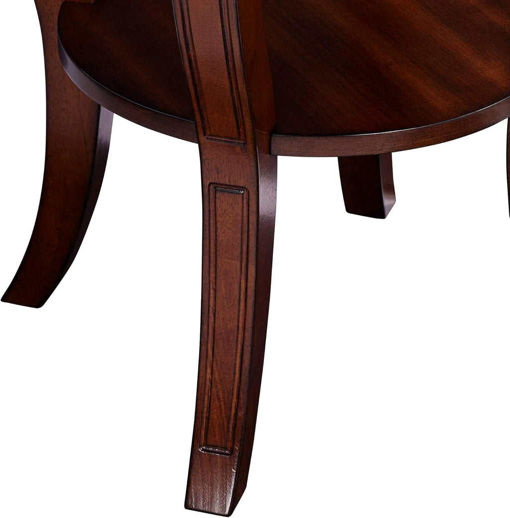 Rustic Cherry Wood Round Accent Side End Table 26" Wide Natural Grain Curving Legs R71396