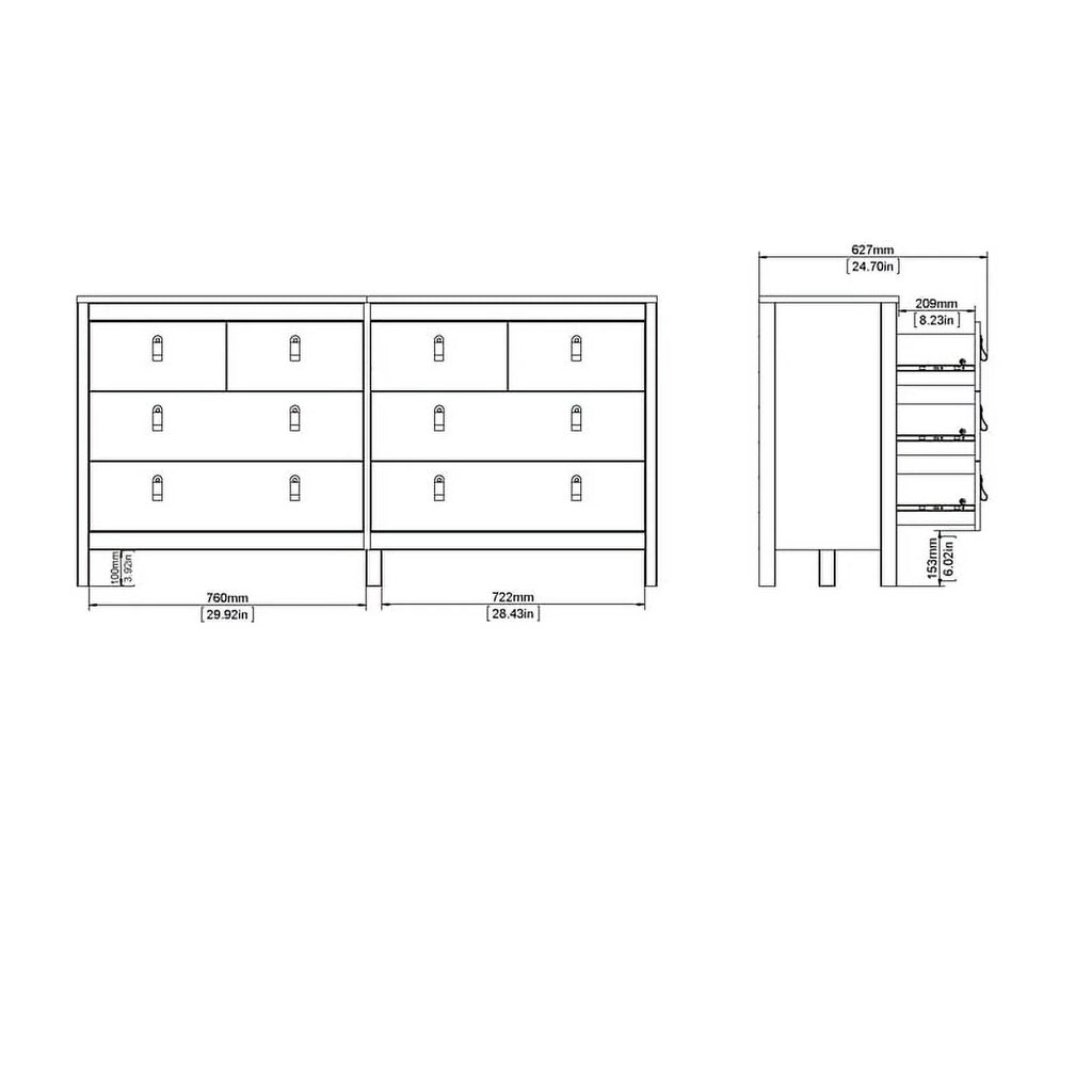 White 8 Drawer Engineered Wood Dresser V585523