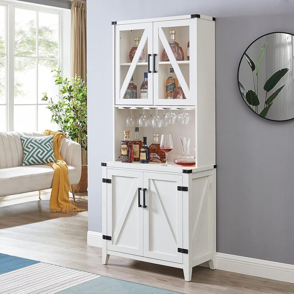 Bar Cabinet with Upper Glass Cabinet in Charcoal Finish H284752
