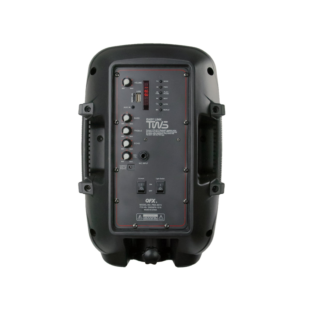 8” Bluetooth Rechargeable Speaker with LED Party Lights and Wired Microphone C974