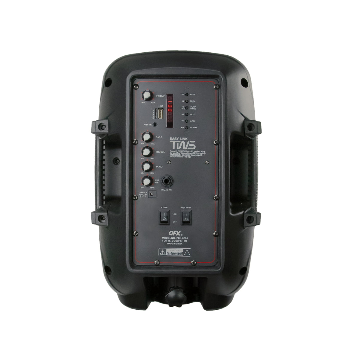 8” Bluetooth Rechargeable Speaker with LED Party Lights and Wired Microphone C974