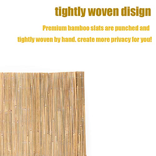 Natural Bamboo Slat Screening Privacy Fence Panel Roll (1.2m x 4m) F7224