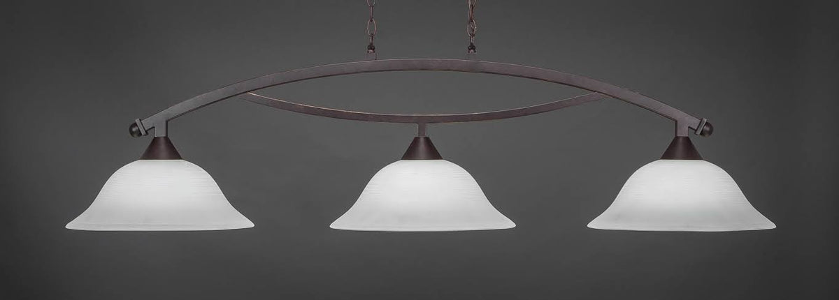Three Light Billiard Light with Dark Granite Finish and White Linen Glass X867