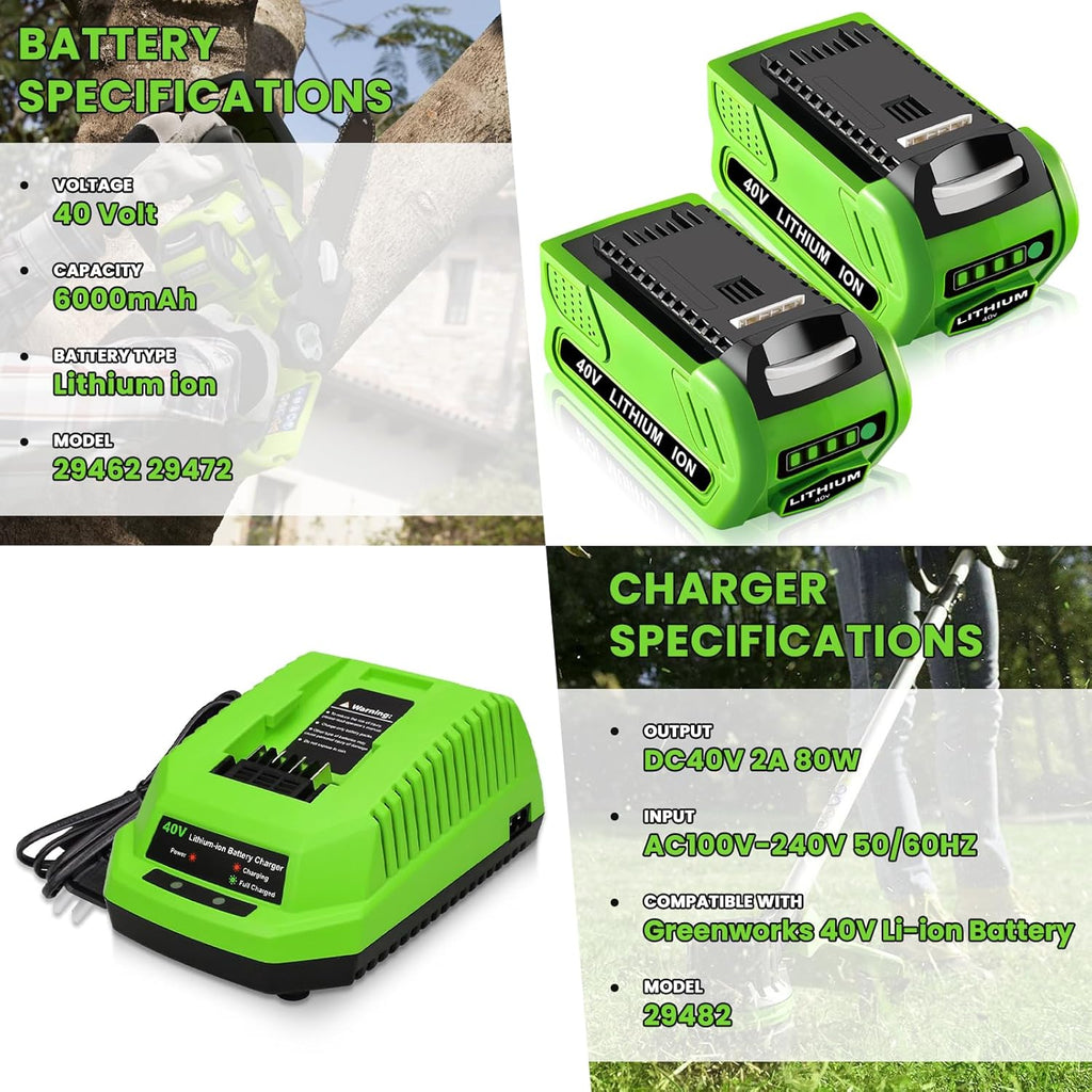 2-Pack 40 Volt 6.0Ah Lithium ion Battery and Charger B555