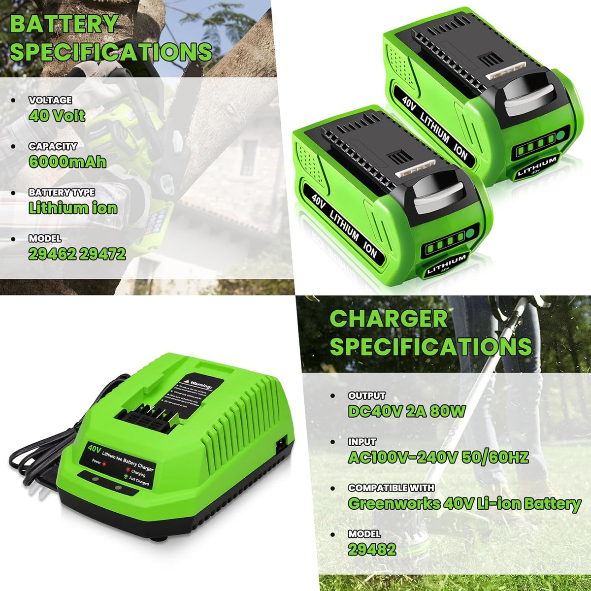 2-Pack 40 Volt 6.0Ah Lithium ion Battery and Charger B555