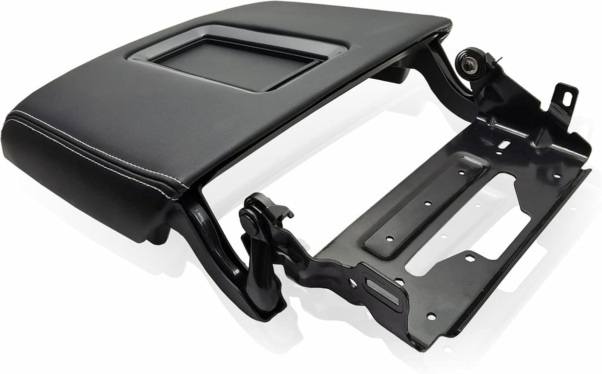 Center Console Armrest Lid with Steel Bracket Black Leather N4583
