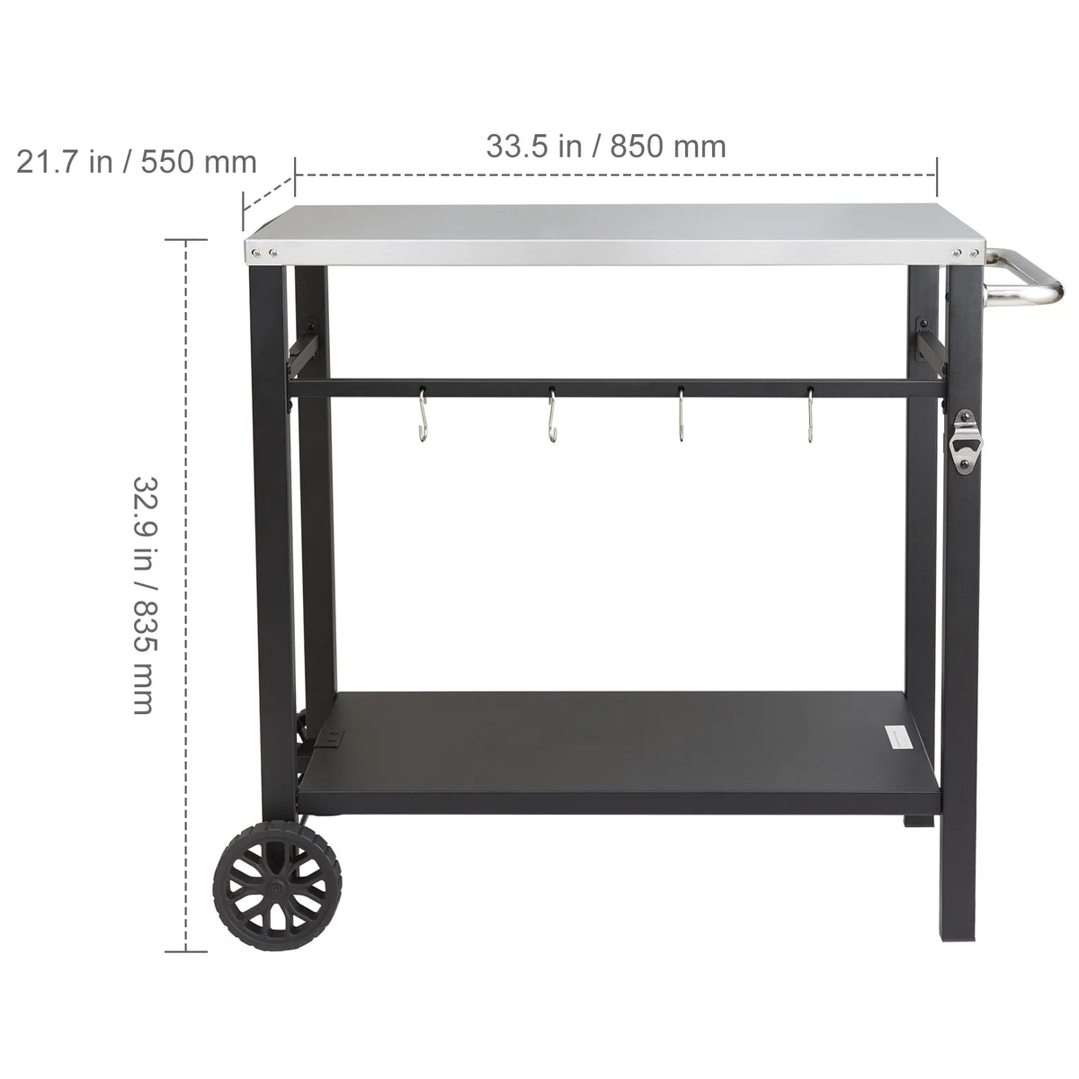Outdoor Grill Dining Cart with Stainless Steel Table Top X8828