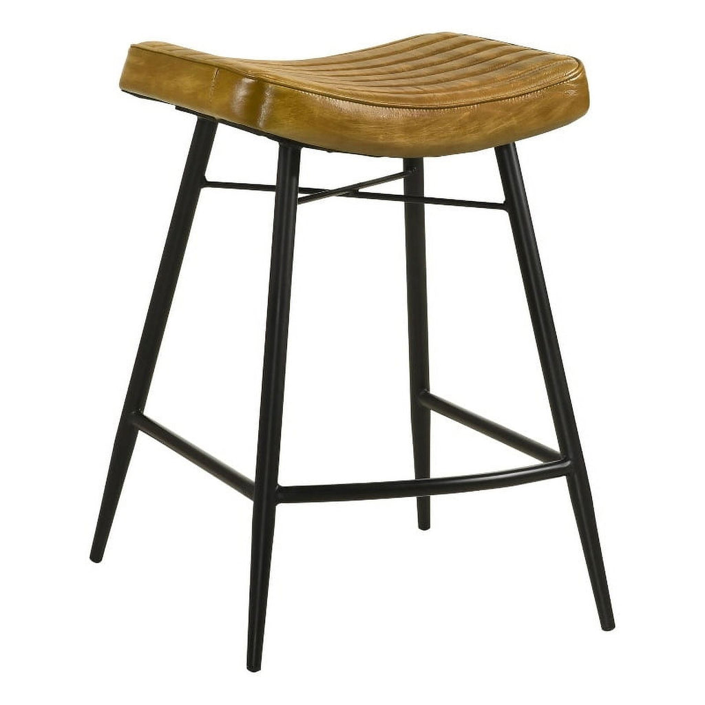 25" Leather Upholstered Counter Height Stool in Camel E12502