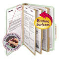 Letter Eight-Section Gray/Green Pressboard Classification Folders 10/Box W303896