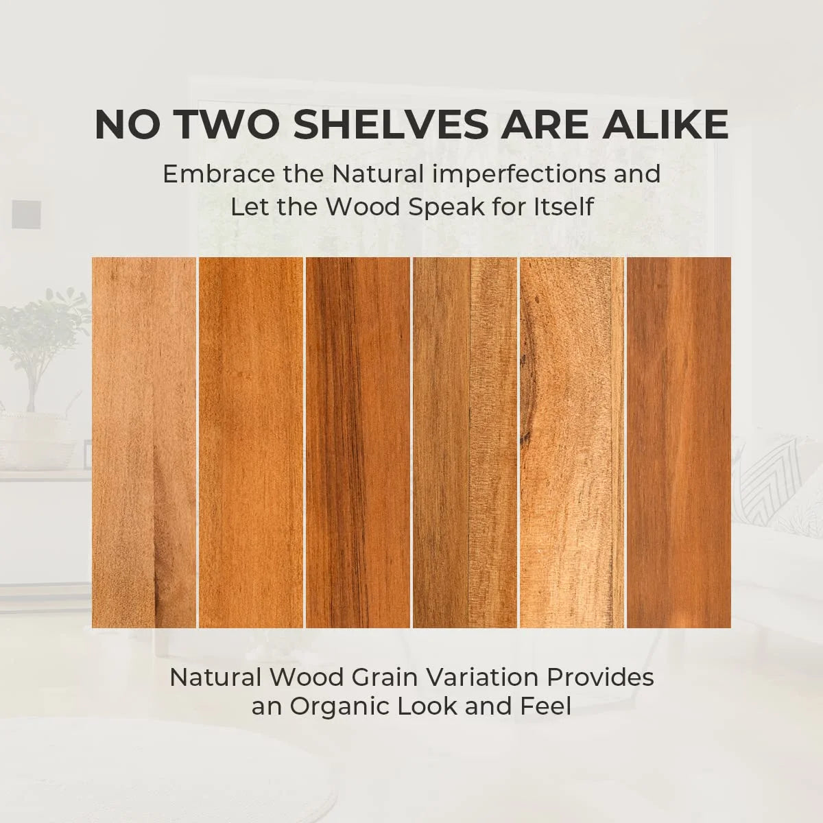 16 inch Solid Acacia Wood Floating Shelves Set of 2 Y51808