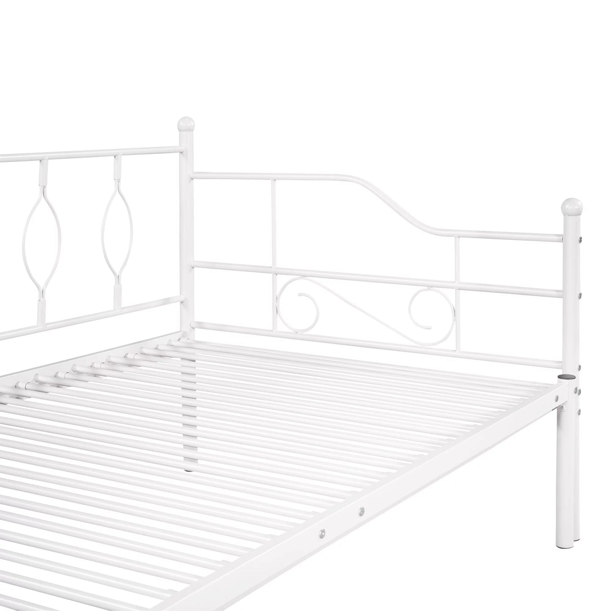 White Twin Size Metal Daybed with Trundle O54811