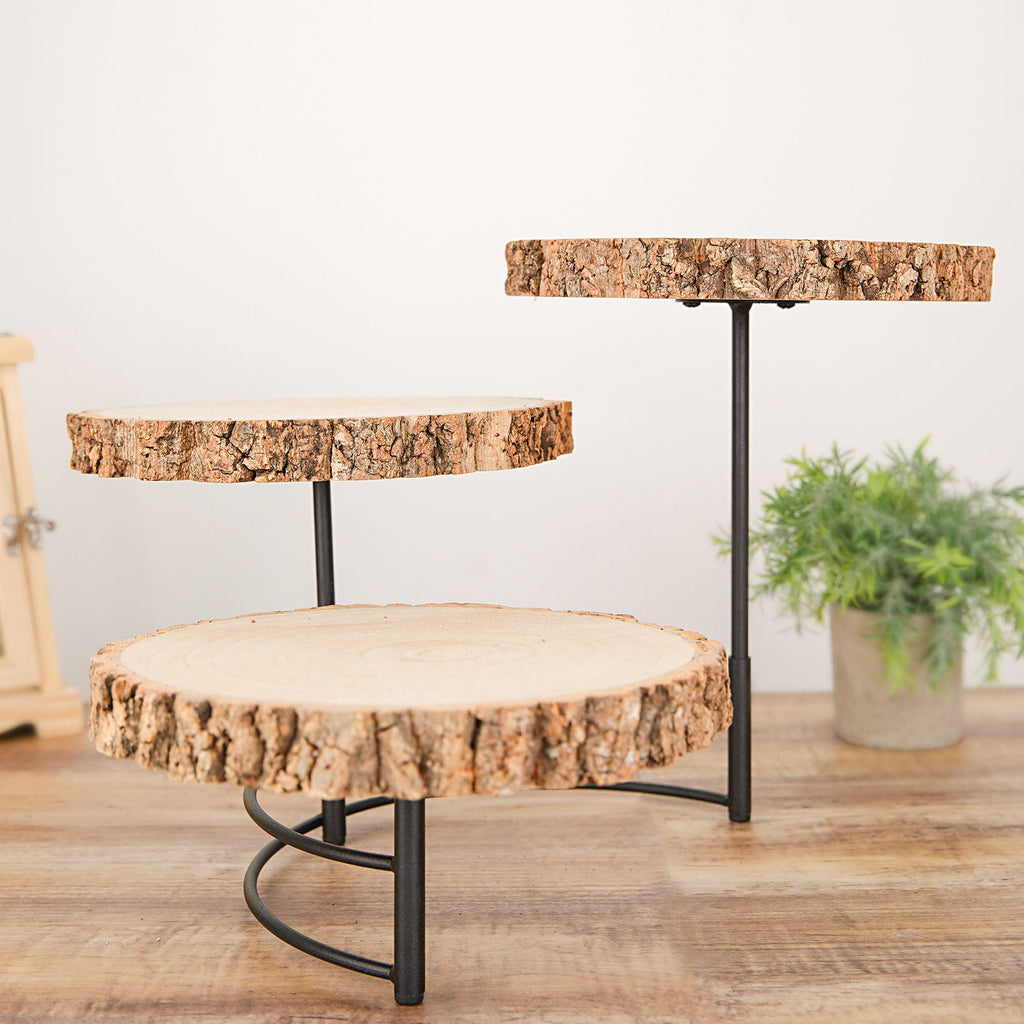 3-Tier Wood Slice Cheese Board and Cupcake Stand C804762