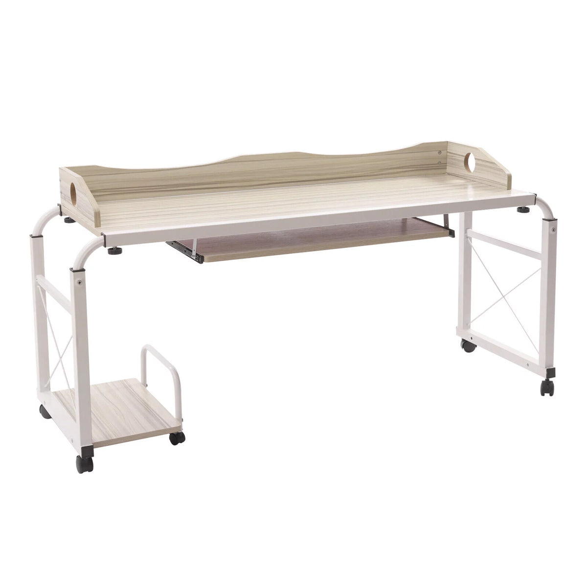 Over Bed Laptop Table Mobile Desk with Wheels Adjustable B7956