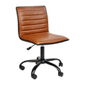 White Ribbed Upholstered Vinyl Swivel Desk Chair T902