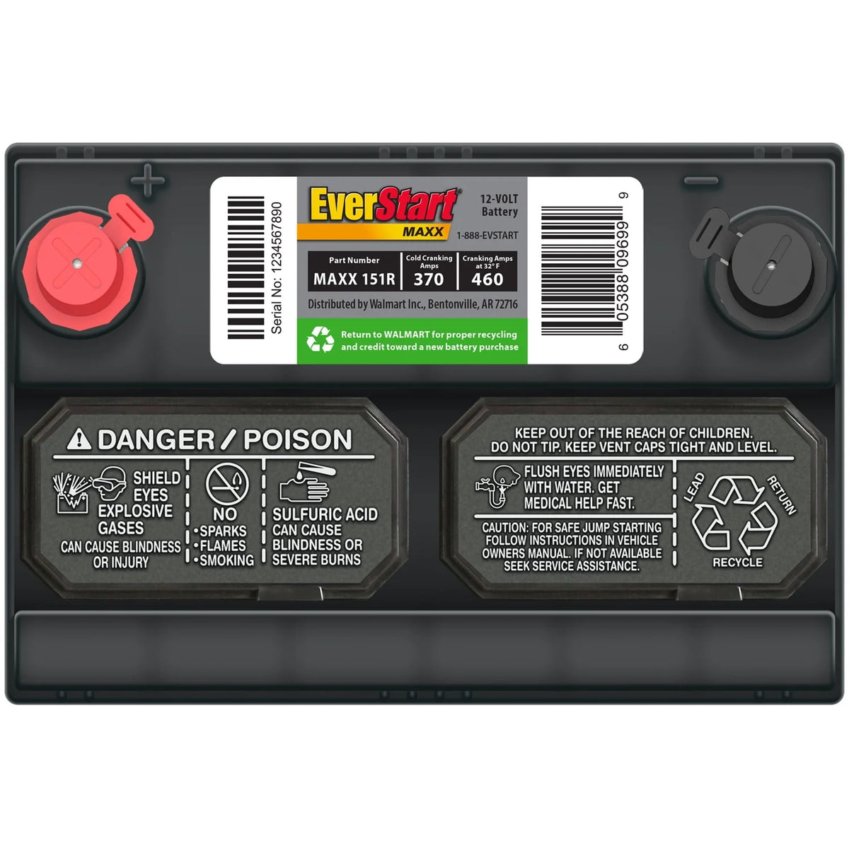 Lead Acid Automotive Battery Group Size 151R 12 Volt 370 CCA R407