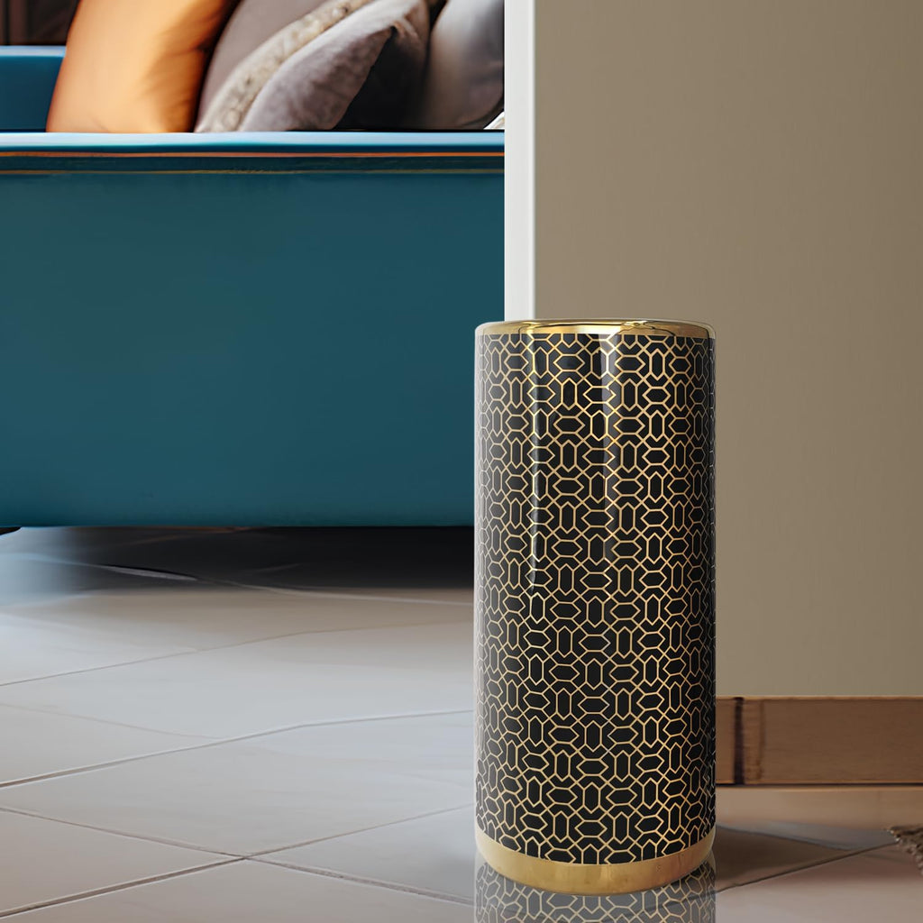 Black Gold Ceramic Umbrella Stand D350898