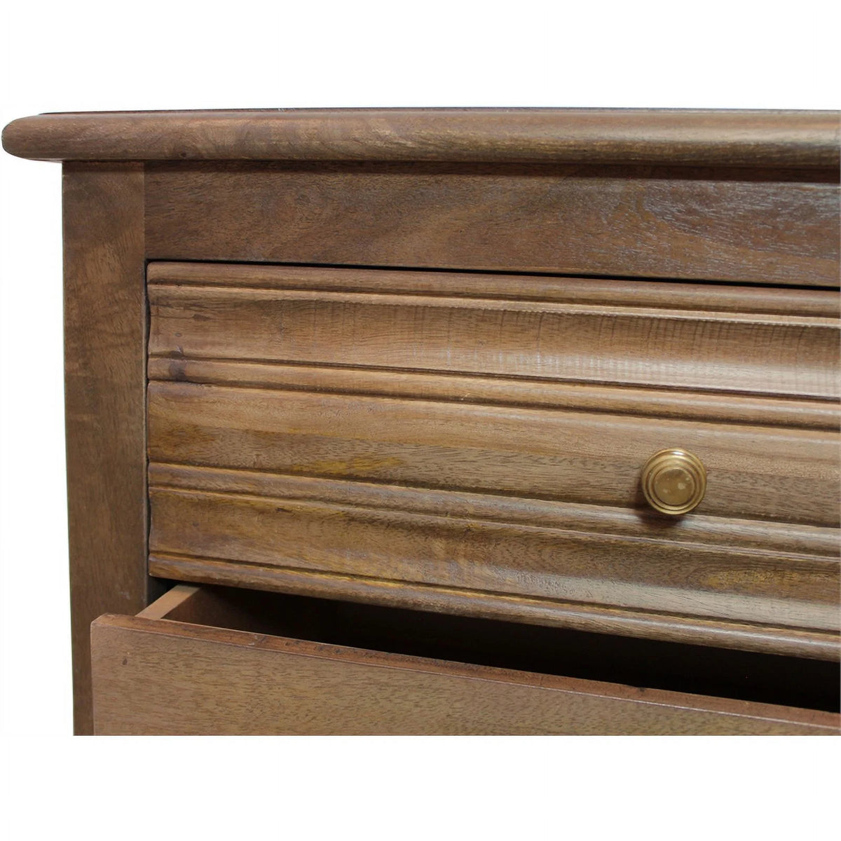 Antique Brown 3-Drawer Solid Wood Nightstand P589244
