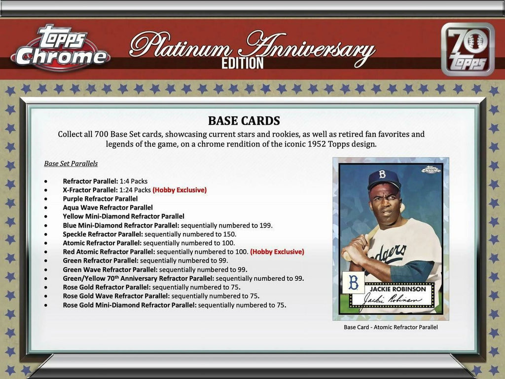 Topps Chrome Baseball Platinum Anniversary Hobby I3086