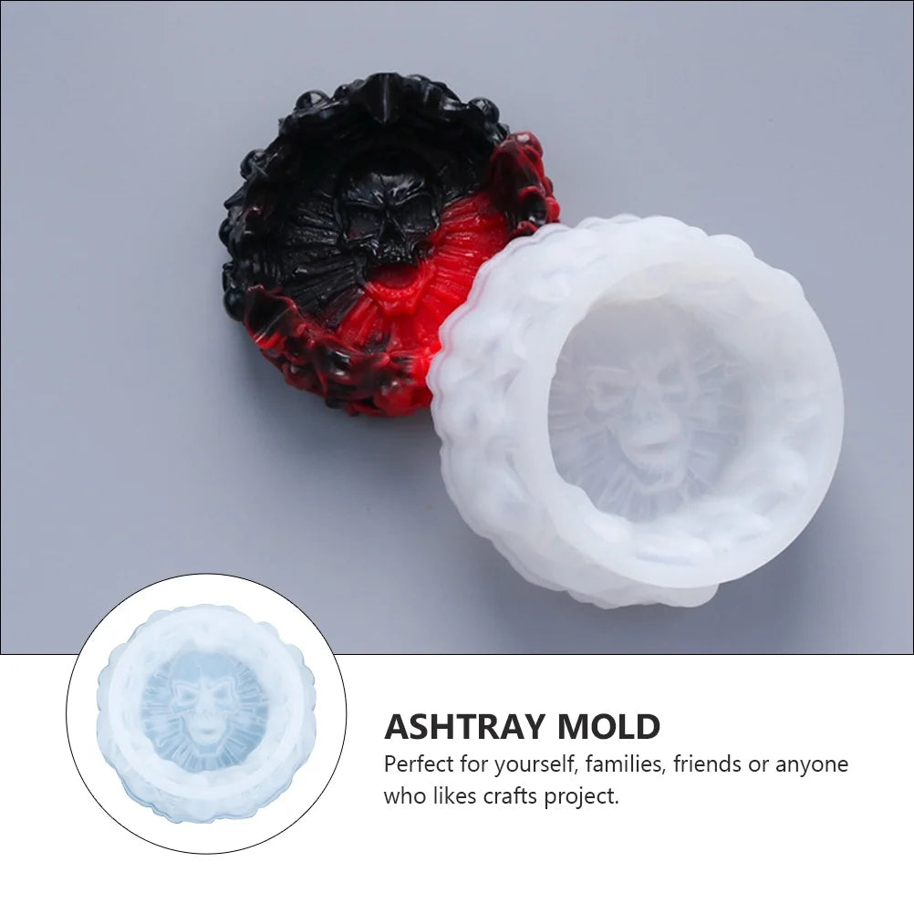 White Silica Gel Skull Ashtray Mold G5055