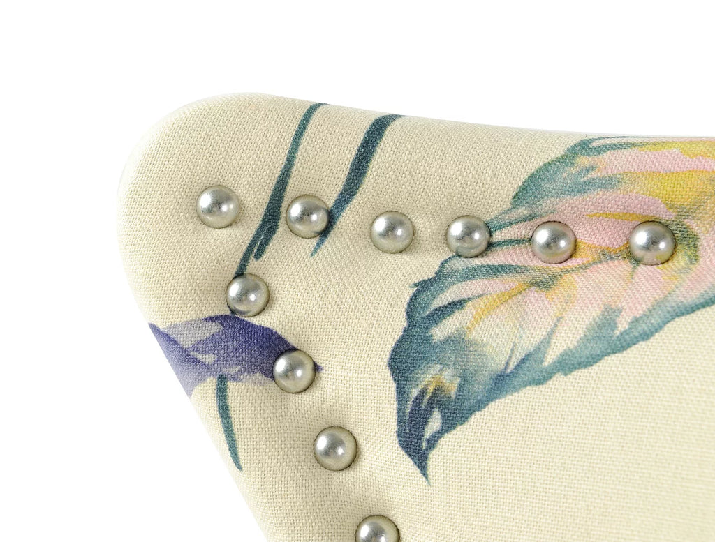 Off White Floral Fabric Accent Chair G4790