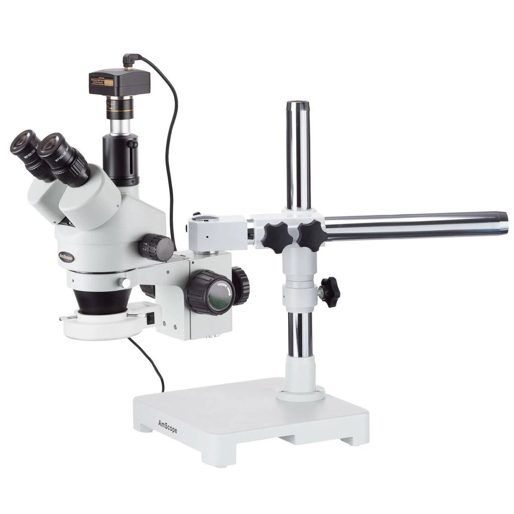 3.5X-90X Trinocular LED Boom Stand Stereo Microscope with 5MP Camera Z3669