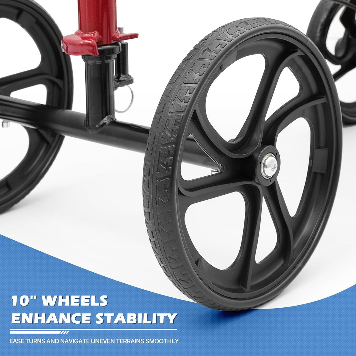 Compact All Terrain Knee Scooter with Dual Braking System, Red L3044