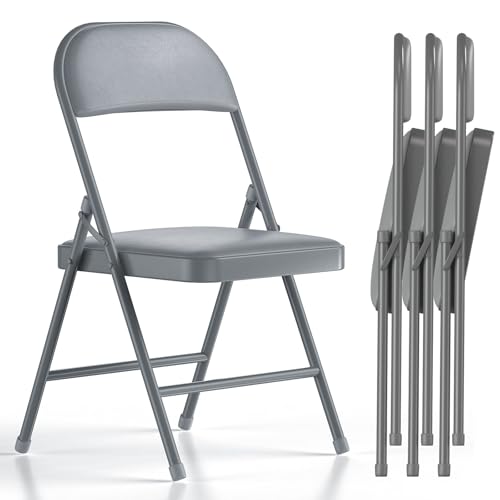 4 Pack Folding Chairs with Padded Cushion and Back F224402
