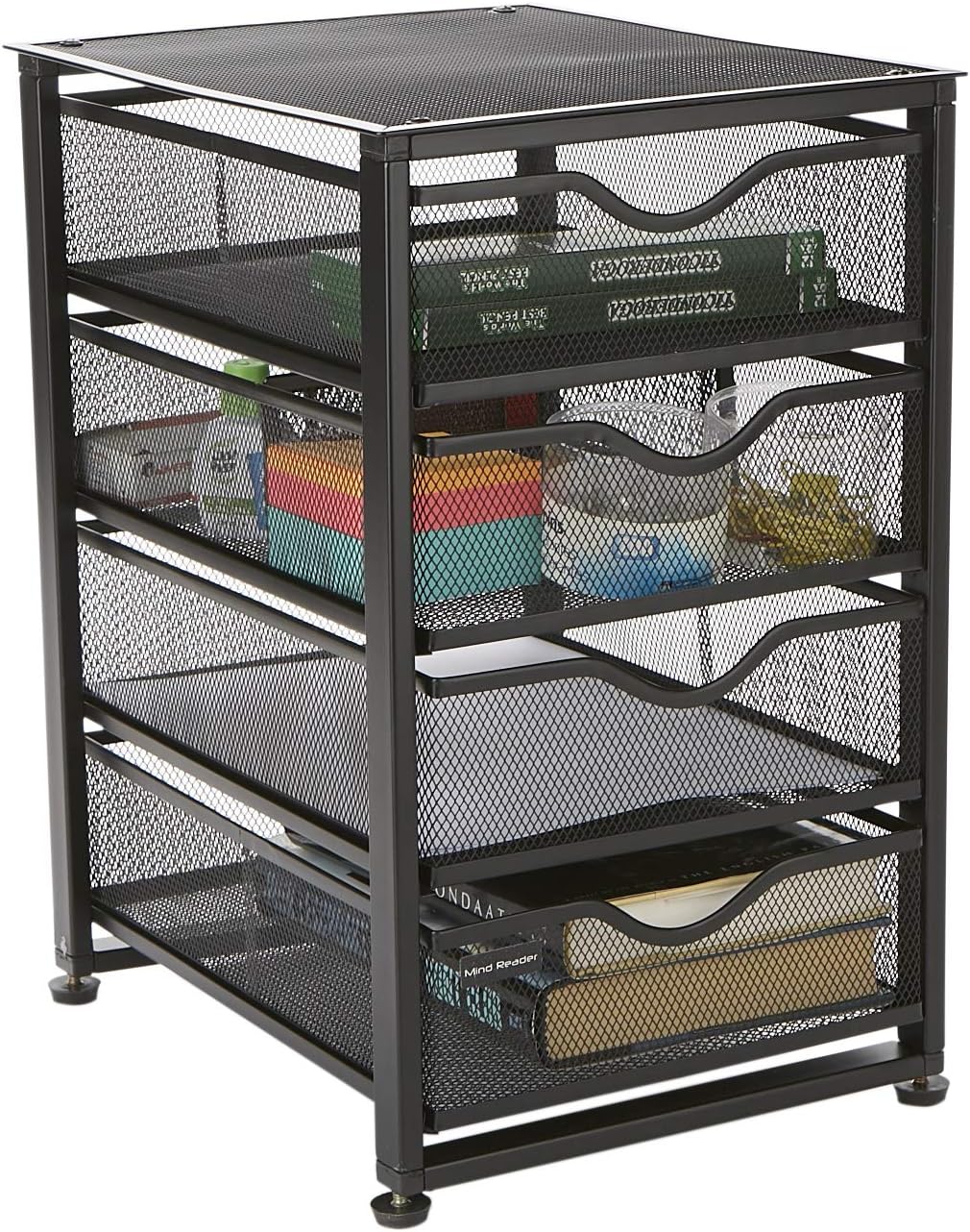 4-Tiered Rolling Mesh Office Storage Cart, Black F883827