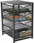 4-Tiered Rolling Mesh Office Storage Cart, Black F883827
