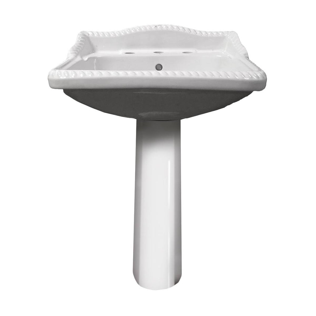White Widespread Roped Pedestal Sink H46757