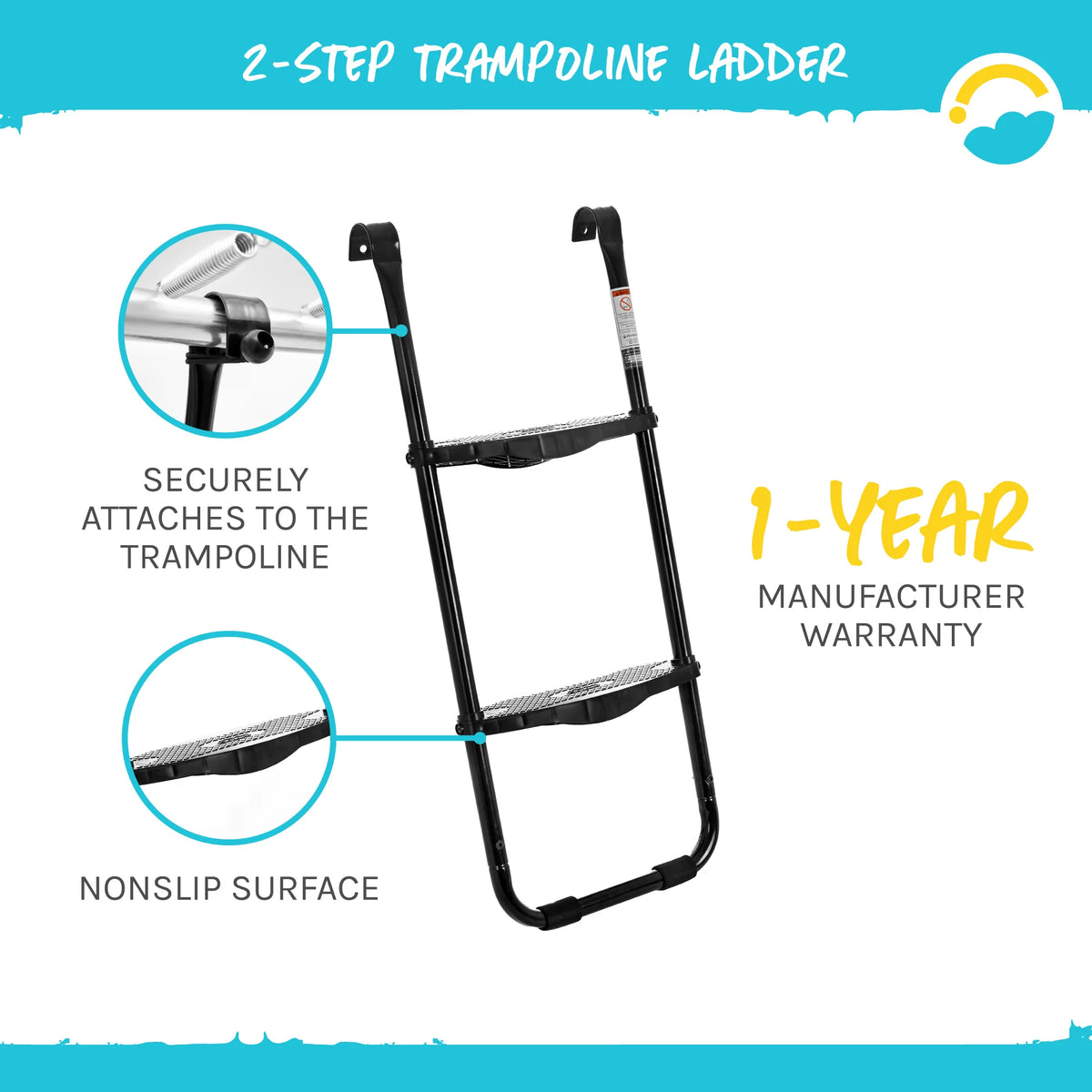 Heavy Duty 2 Step Trampoline Ladder, 38 x 16 x 2.5 inches P95191
