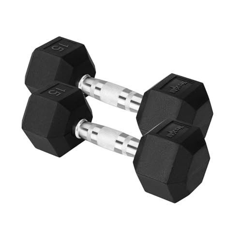 Chrome Rubber Grip Encased Hex Dumbbells 10-30 LBS Pair W6712