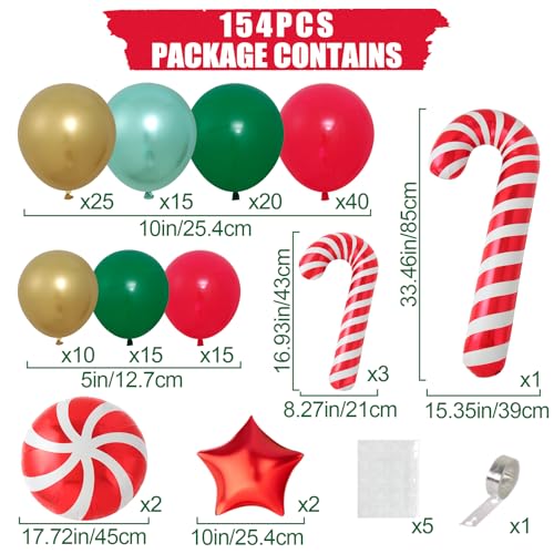 150Pcs Red Green Gold Christmas Balloon Arch Kit K26684