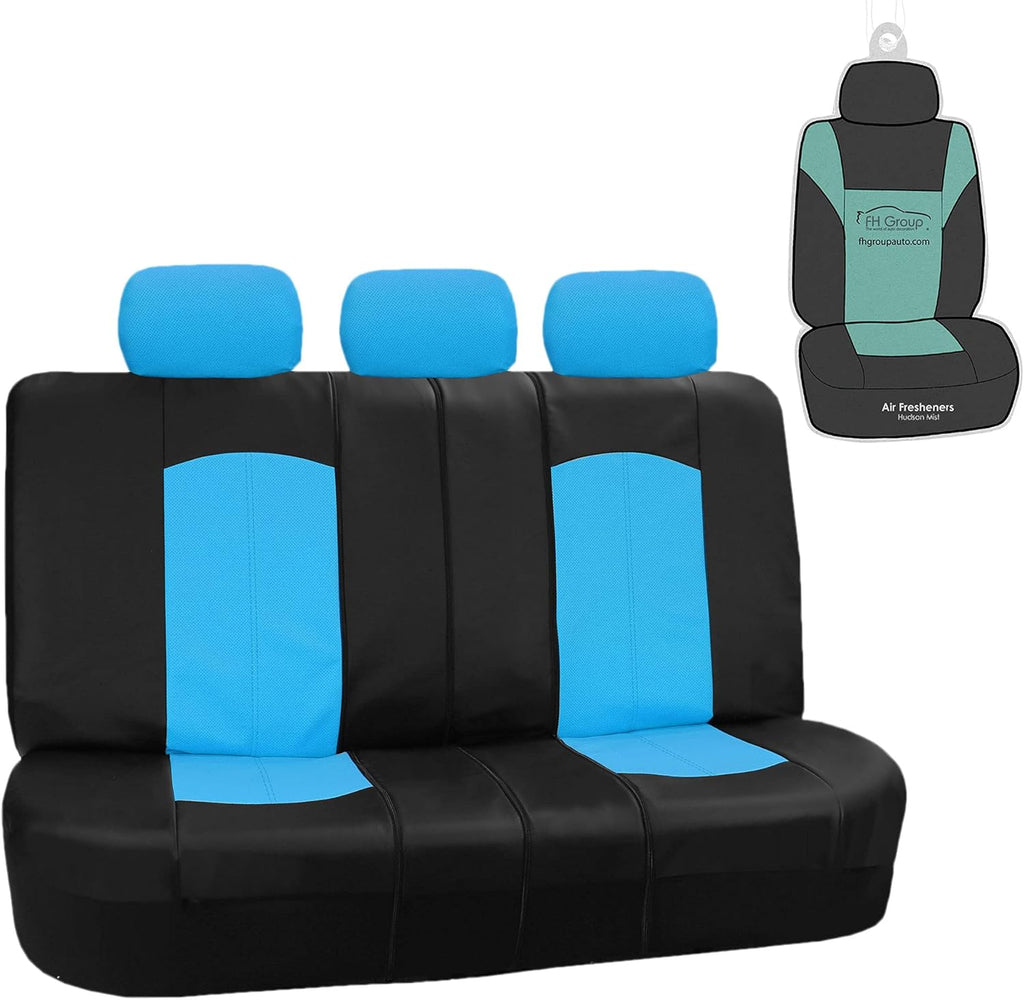 Solid Black Faux Leather Split Bench Seat Cover W573447