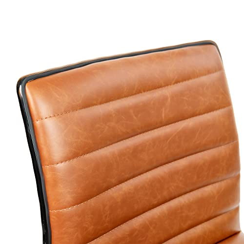 White Ribbed Upholstered Vinyl Swivel Desk Chair T902