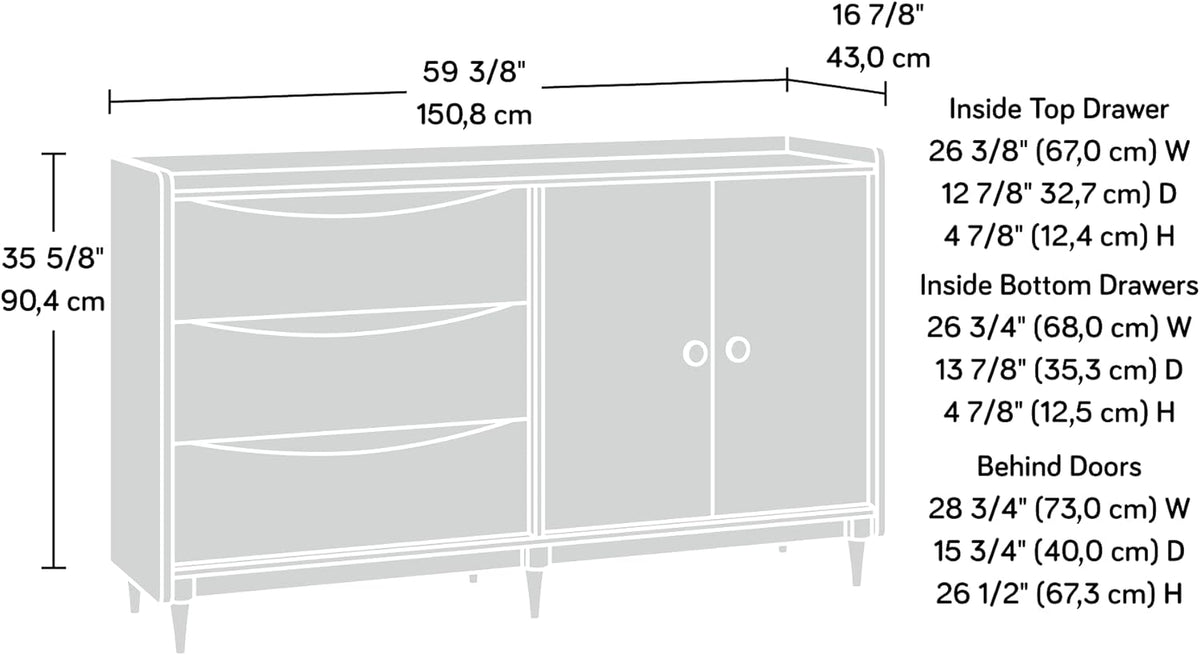 TV & Media Credenza with Drawers, Split Oak Finish Y8507