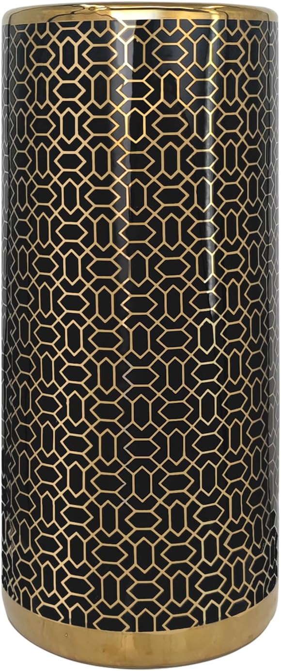 Black Gold Ceramic Umbrella Stand D350898