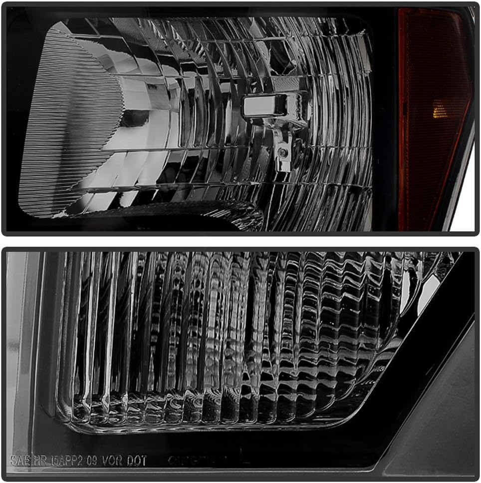 Black Housing Smoked Lens Headlights Pair Set E673