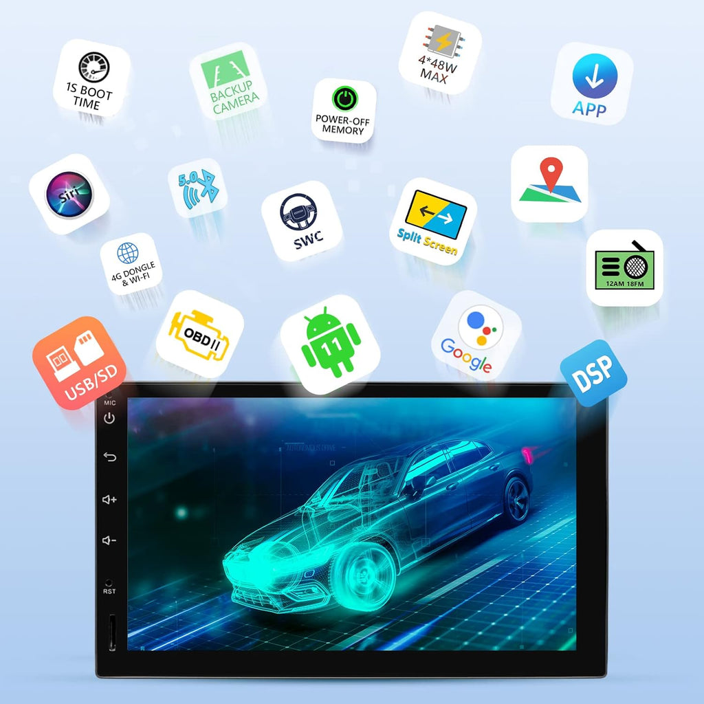 Android 11 Car Stereo with CarPlay Android Auto 7 Inch Double Din O34165