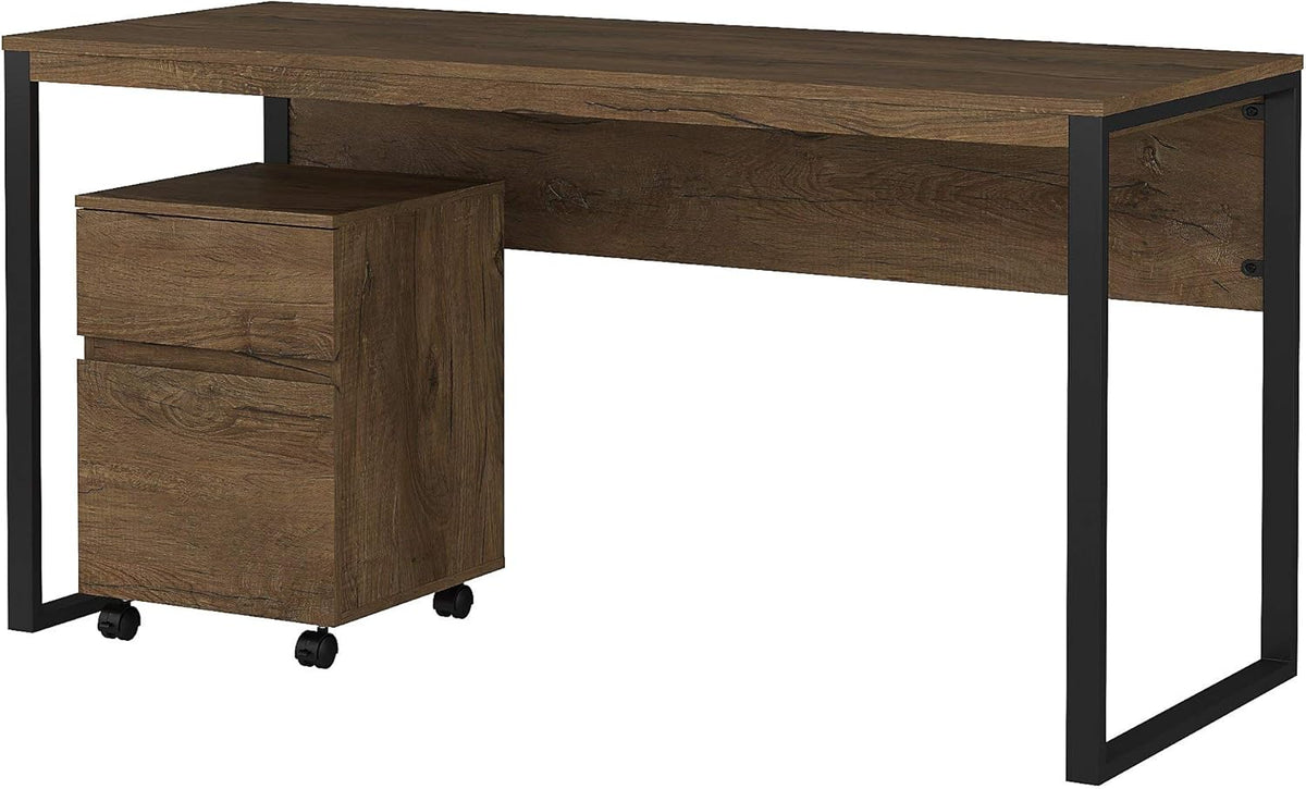Rustic Brown Desk and Cabinet A591