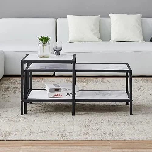 Set of 2 Faux Marble Nesting Coffee Table E76173